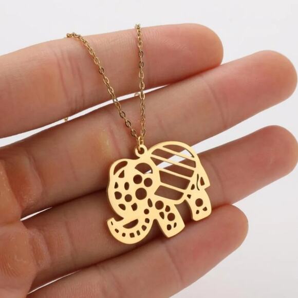 Elephant Titanium Steel Gold Necklace - Picture 2 of 2